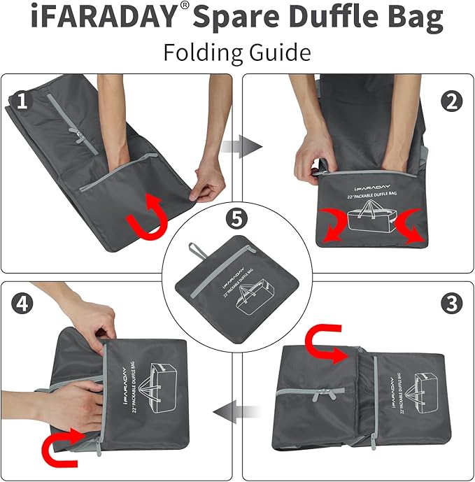35L Small Foldable Duffle Bag - 22 inch Lightweight Spare Storage Bag for Travel(Grey)