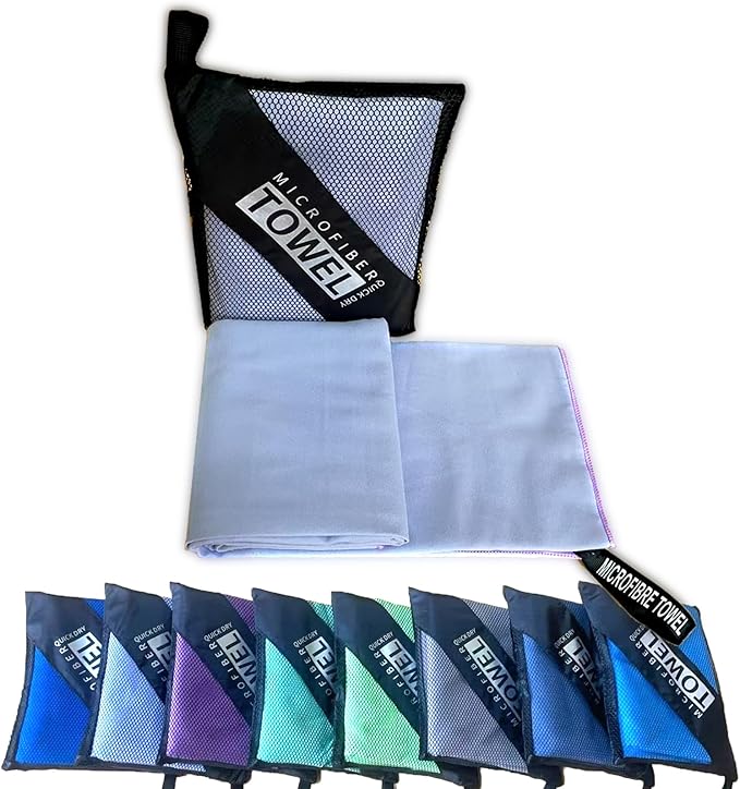 Reusable Quick Dry Beach Towels,Microfiber Travel Towel,Compressed Lightweight Bath Towel for Beach Hiking Gym Yoga Travel Sports Swimming Camping(Light Purple, 43"*69")