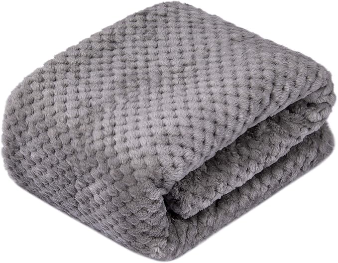 Fuzzy Sherpa Reversible Blanket for Baby, Soft Warm Cozy Coral Fleece Toddler, Infant or Newborn Reversible Blanket for Crib, Stroller, Travel, 40”×60”, Flint Gray