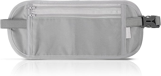 Money Belt for Travel, Slim Passport Holder, Blocking Hidden Waist Pouch for Passport, Cash, Cards, Slim Secure Travel Money Belt Bag for Men and Women (Gray)