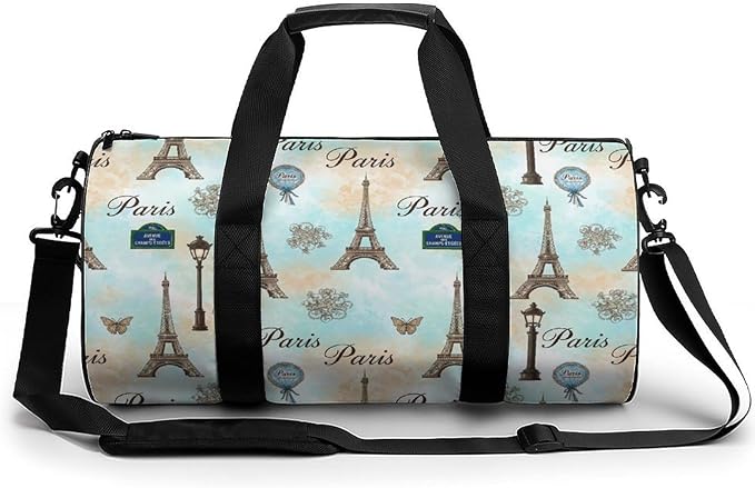 Basketball Football Weekender Bag Eiffel Tower Carry on Beach Yoga Overnight Luggage Bag Sports Gym Bags for Men Women
