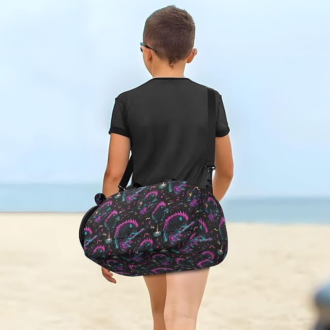 Cool Digital Hedgehog Girl's Gym Duffel Bag with Shoes Compartment Lightweight Personal Item Travel Bag for Travel, Swimming, Dance, Ballet bolsa para hombre