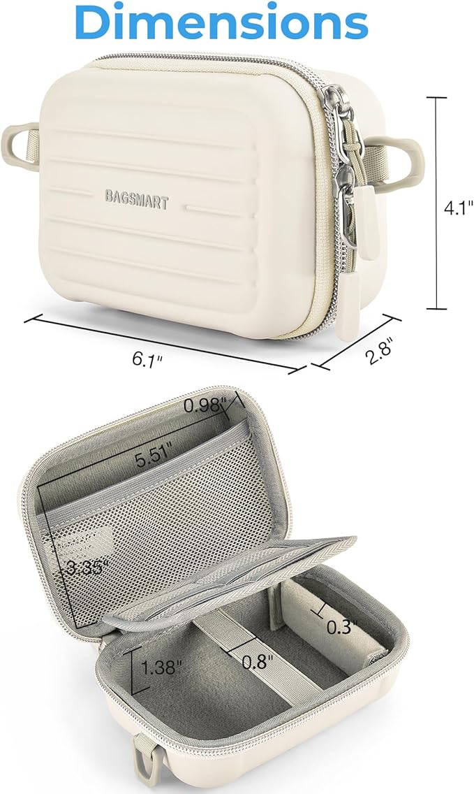 BAGSMART Digital Camera Case, Waterproof & Protective Small Camera Bag with 2 Carrying Ways, Lightweight Camera Sling Bag for Canon PowerShot ELPH 180/190 / Sony DSCW800/DSCW830 - Beige