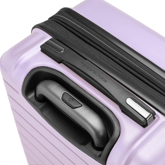 Traveler's Choice Archer Polycarbonate Hardside Spinner Luggage Set, Tie Down Straps, Light Purple, 2-Piece