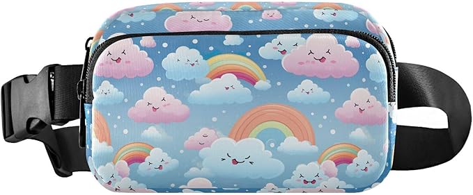 Cute Clouds Rainbow Fanny Pack for Women Men Water Resistant Fashion Waist Packs with Adjustable Strap Belt Bag for Travel Workout Jogging Hiking 21219738