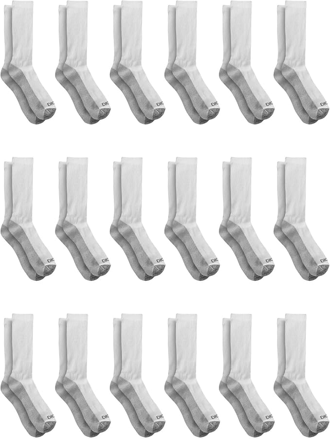 Dickies Men's Dri-Tech Original Moisture Control Crew Socks, Available in M-XXL (6, 12, 18 Pairs)