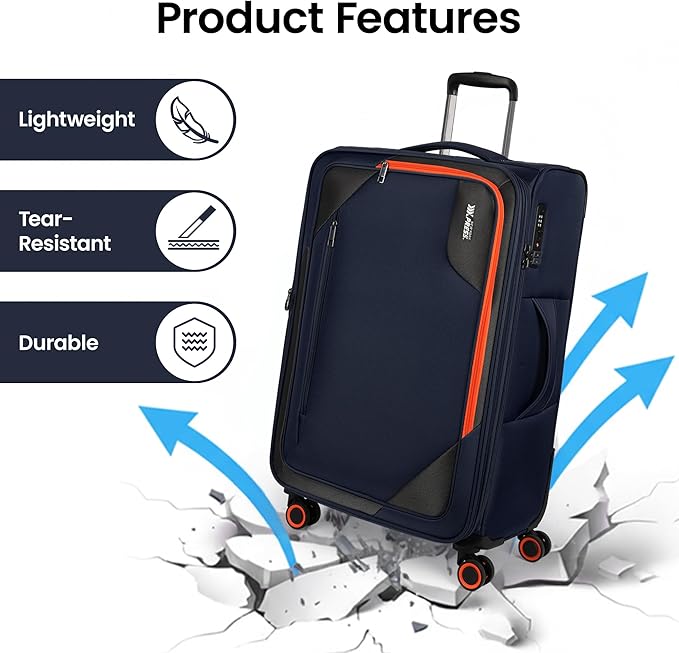 28 inch Luggage with Spinner Wheels,Large Softside Expandable 20% Checked Luggage w/TSA LOCK,Lightweight Durable Rolling Luggage for Men/Women（Navy,28in）