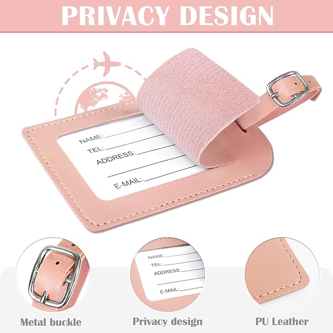 COSHAYSOO Initial Passport Cover Luggage Tag Set Letter Passport Holder Airplane Cruise Travel Essentials Vacation Traveling Accessories Personalized Gifts for Women Teen College Girls Pink J