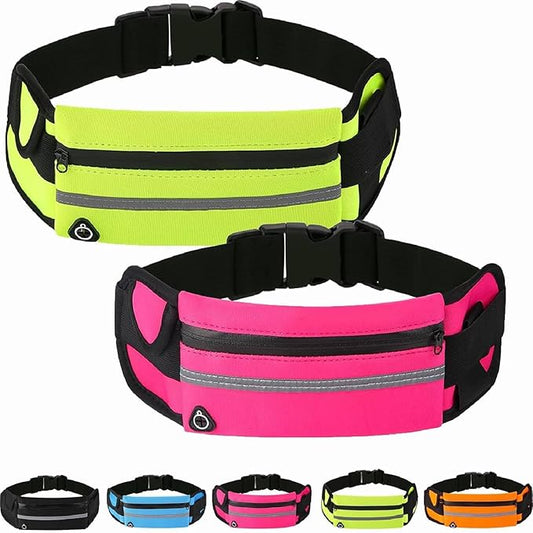 Anti-Theft Invisible Waist Bag, Multifunctional Outdoor Sports Waist Bag with Water Bottle Strap, Lightweight and Waterproof Money Belt (Green+Rose Red)