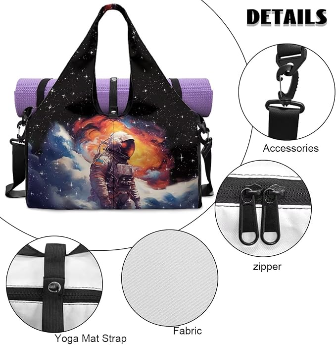 Duffle Backpack with Pockets, Double Zipper, Mens Gym Bag with Shoe Compartment, Overnight Bag with Yoga Mat Holder Gift for Birthday