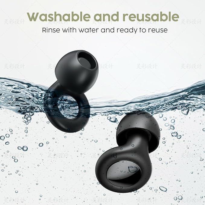 Sleep Earplugs - Comfortable & Reusable 45dB(SNR) Noise Reducing for Side Sleepers,Hearing Protection for Noise Sensitivity,Deep FocusTravel,Concerts