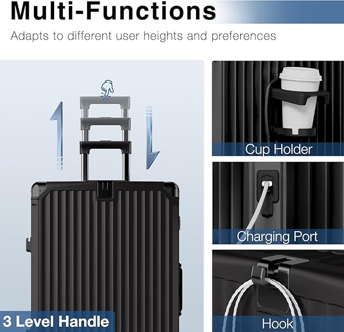 Krute No Zipper Luggage Set 2 Pieces Aluminum Frame PC Hard Shell Zipperless Suitcase Set With Wheels TSA Lock Carry On Luggage and Checked Suitcases