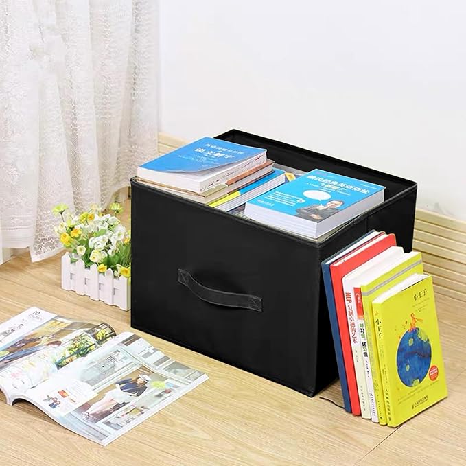 Black Storage Bins 9.0"x7.5"x7.5" Small Size Fabirc Foldable Closet Toy Organizer Collapsible Cloth