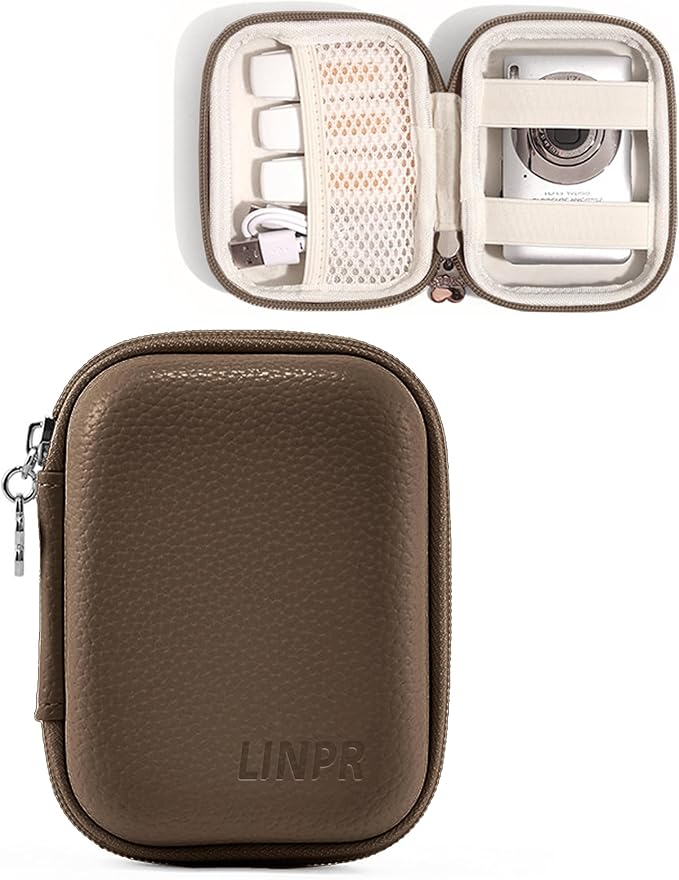Digital Camera Case for CAMKORY, KODAK PIXPRO FZ45/FZ55, Canon IXUS 285 HS, Lecran, Small Travel Compact Camera Holder with Mesh Pocket for Accessories SD Card (Brown)