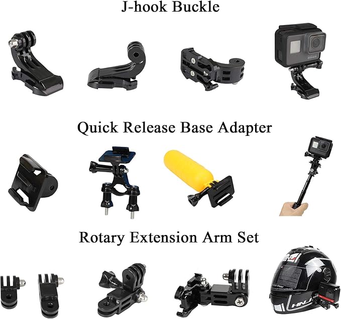 Universal Action Camera Accessory Kit for GoPro Hero 13 12 11 10 9 8 7 6 5 Go pro Max Insta360 X5/X4/X3 DJI OSMO Action 3 4 5 Pro AKASO APEMAN Sports Cam, Helmet Base Adhesive Tripod Adapter Mount