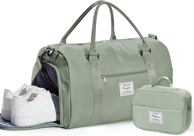 Gym Bags Womens Mens with Shoes Compartment and Wet Pocket Travel Duffel Bags for Women for Plane Sport Gym Tote Bags with Toiletry Bags Waterproof Weekend Overnight Carry on Bag Hospital Holdalls