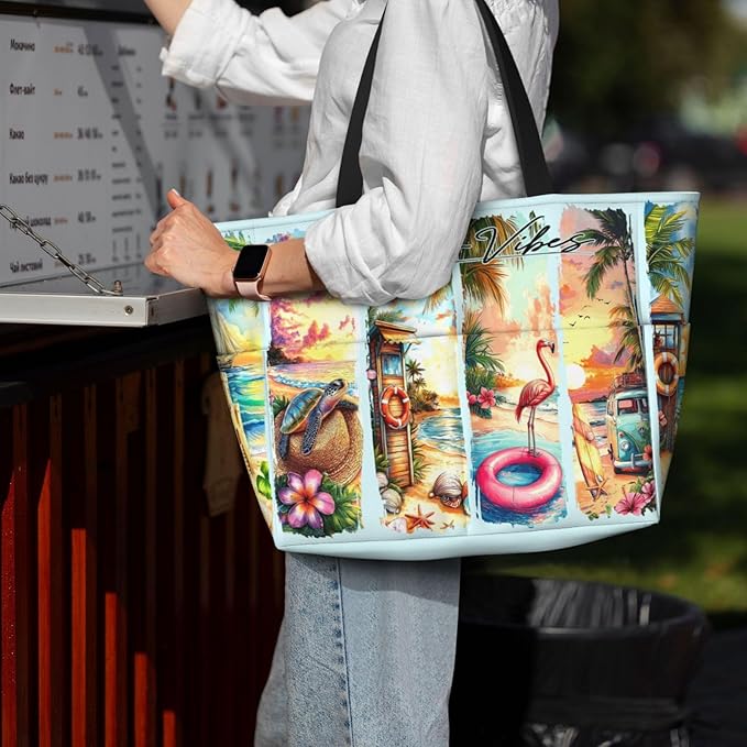 Large Beach Tote Bag Beach Bag Waterproof Sandproof Lightweight Women Tote