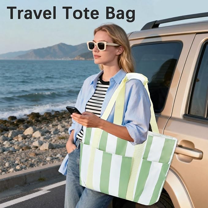 Fammart Waterproof Beach Bag for Women with Wet Pocket, Beach Tote Compatible with Stanley Cup for Pool Travel Cruise