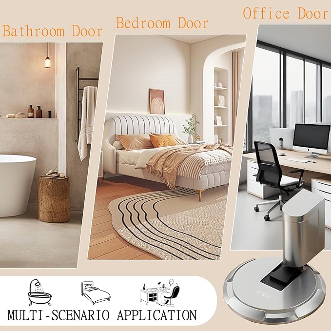 UBVIF No Magnetic Door Stopper, Adjustable, Mechanical Doorstop, Windproof Door Stop for Indoor, No Nails/Screws Needed,Heavy Duty Door Holder,Keep Door Open (1, Matte Brushed Nickel)