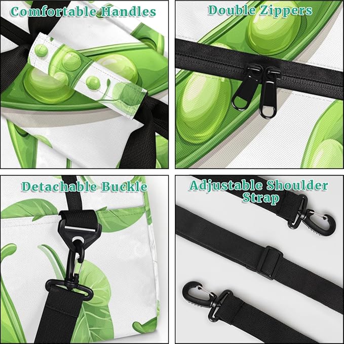 Green Leafy Green Beans Kids-Duffel-Bags Gymnastics Dance Bag Carry-On Overnight Travel Gym Lightweight Dance Sports Bags For Girls Boys Kids，