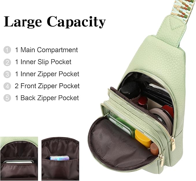GAEKEAO Sling Bag for Women Crossbody Bags Fanny Pack Vegan Leather Chest Bag Travel Shoulder Belt Purse Backpack Gifts