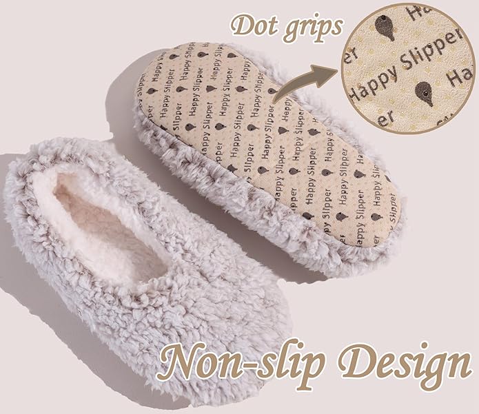 HUGSWEET Slipper for Women Men Thick Warm Fuzzy Slippers With Grips Indoor Cozy Fluffy Sherpa Lined Shoe Socks Non-Slip Soft Soles with Gift Box
