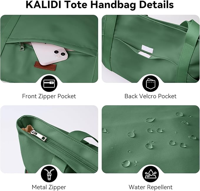 Handbags for Women Large Capacity Tote Bag with Zipper and Multi-Pockets Lightweight Waterproof Nylon Shoulder Bag