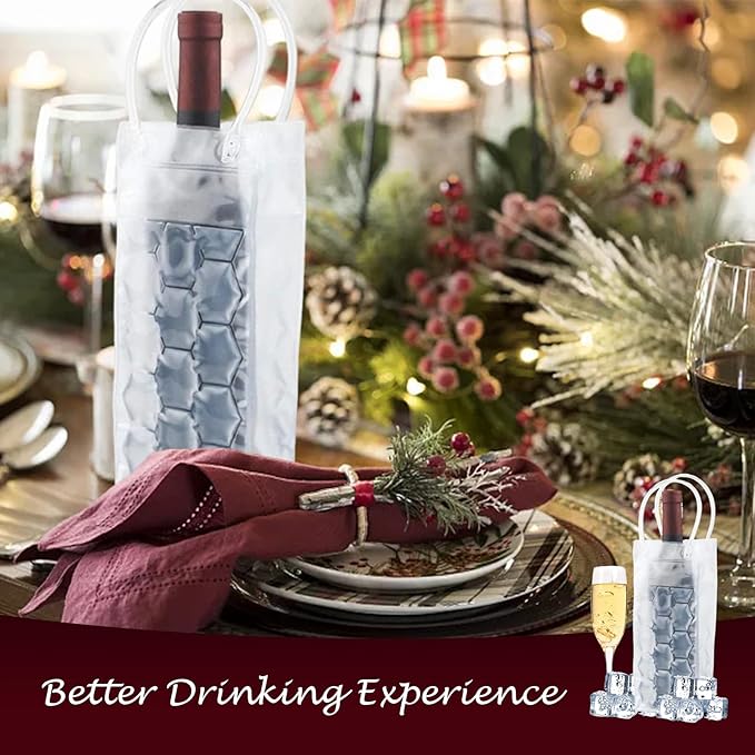Ice Wine Bag, Beer Cooler, Wine Refrigerator, Wine Bottle Cooler, Portable Folding Transparent Beer Bag, Suitable for Champagne or White Wine, Chilled Beer, Parties, Wine Cooling Bucket