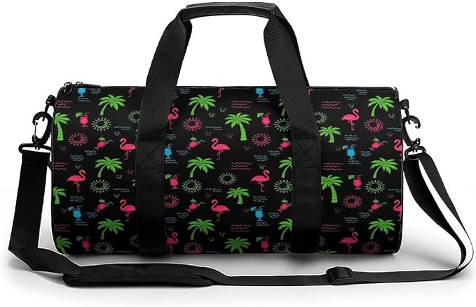 Large Capacity Carry On Weekender Overnight Bag Neon Flamingo Beach Swim Bags Men Women Duffle Bag for Travel, Sports