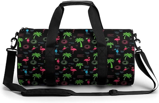 Large Capacity Carry On Weekender Overnight Bag Neon Flamingo Beach Swim Bags Men Women Duffle Bag for Travel, Sports