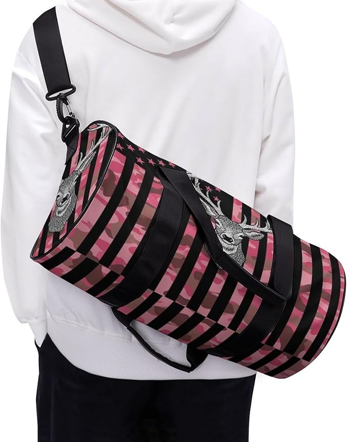 Weekender Carry on Beach Yoga Overnight Luggage Bag Pink Camouflage American Flag Hunting Camo Deer Gym Sports Duffle Bag Dance Gymnastics Bags