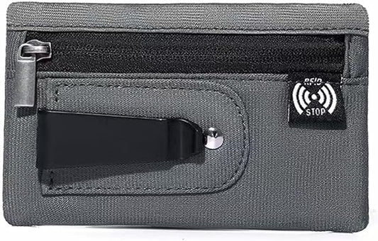 RFID Hidden Clip Stash Money Belt - Ultra Thin Anti-Theft Travel Pouch with Credit Card Slots for Women/Men, Perfect for International Travel, Daily Commute & Outdoor Activities (Dark Grey)