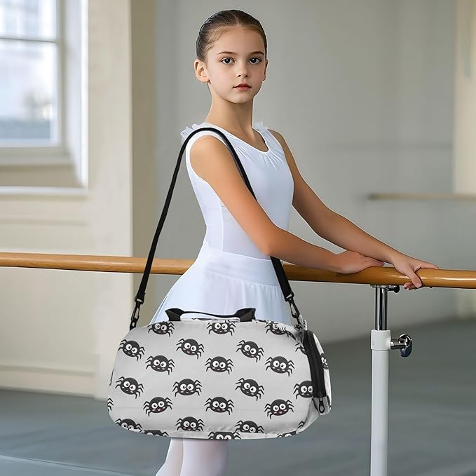Cute Spider Animal Print Kids Sports Duffle Bag for Boys Girls Toddler Weekender Overnight Bag with Shoe Compartment & Wet Pocket Travel Foldable Bag for Dance Travel Gym Sport