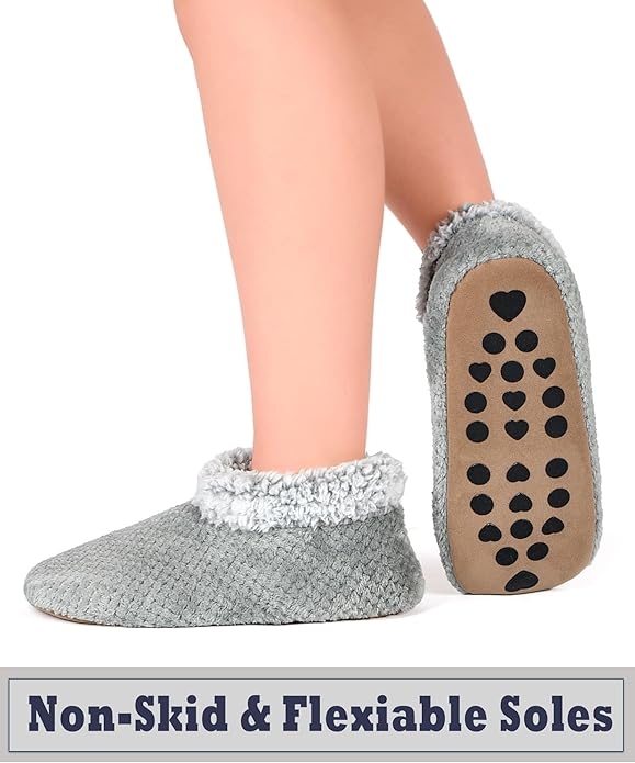 Cozylook Fuzzy Slippers for Women Indoor, Warm Bedroom Slip On Shoes, Winter Fluffy House Socks with Grippers, Cozy Christmas Gifts Unique
