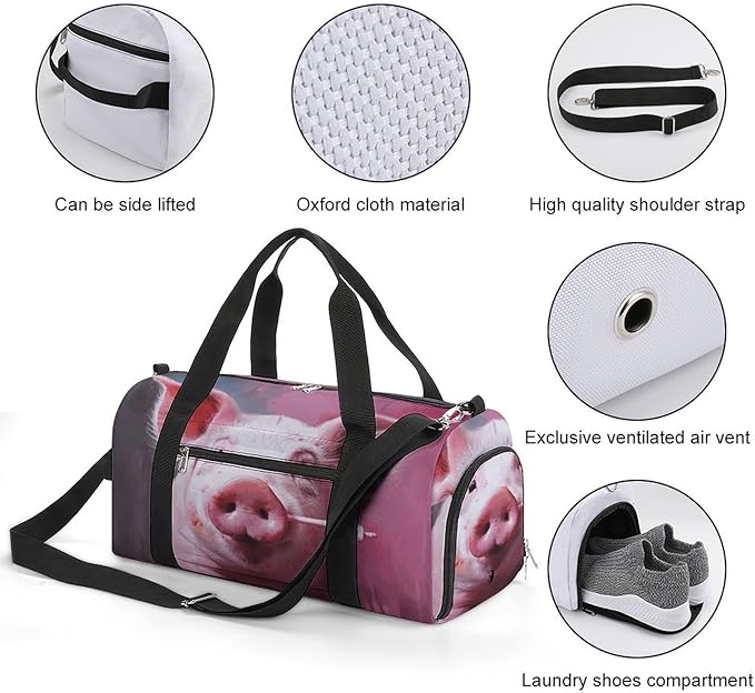 Smiling (12) Gym Bag Lightweight ，Travel Duffle Bag with Shoe Compartment，Gym Bag for Women for Overnight, Weekend, Yoga, Gym, Business Trips, Sport And Hospital.