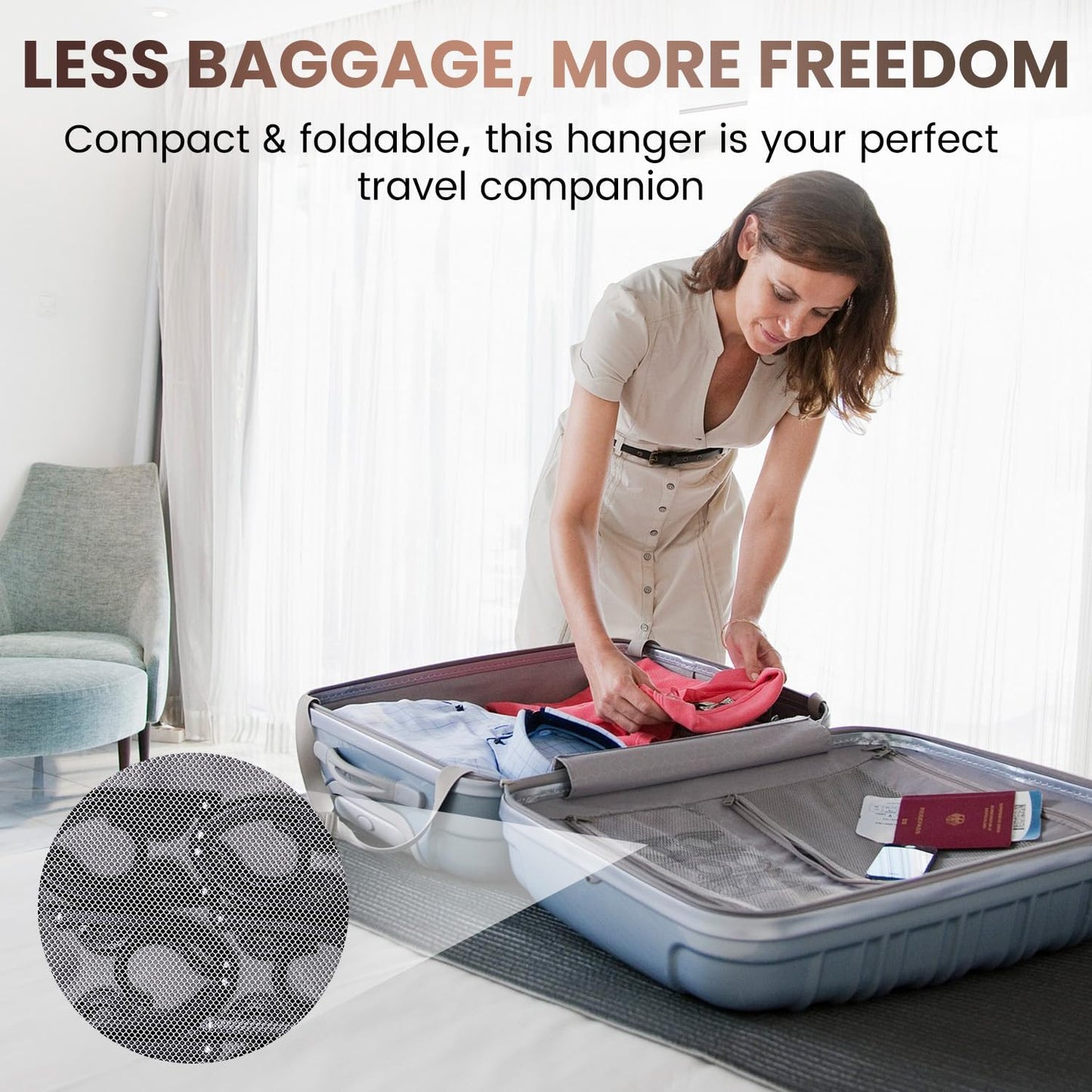 10 Pack Foldable Travel Hangers with 12 Clips - Portable Collapsible Clothes Hangers, Lightweight Folding Coat Hanger & Travel Drying Rack for Clothes