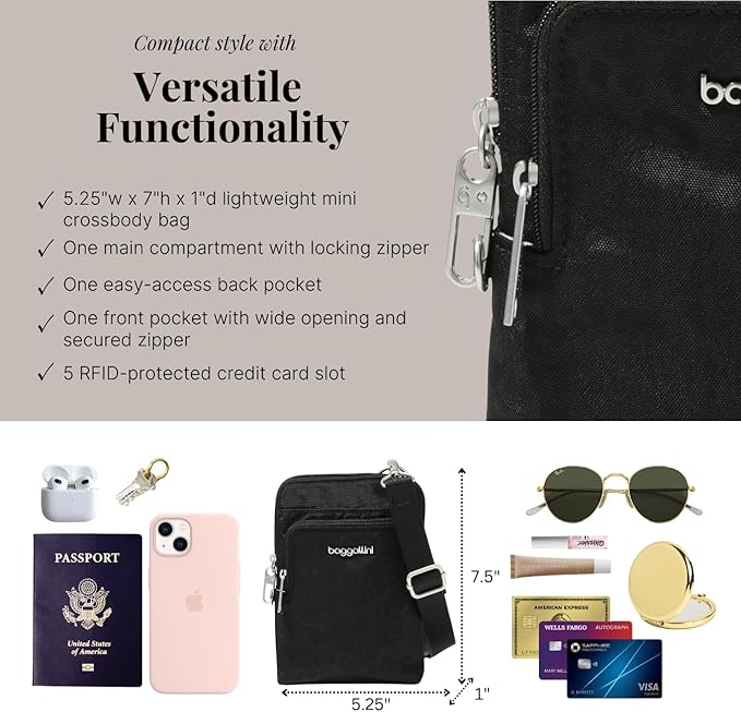 Baggallini Women's Securtex Anti-theft Activity Crossbody Bag