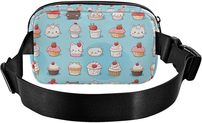 Cute Cat Ice Cream Fanny Pack for Women Men Water Resistant Fashion Waist Packs with Adjustable Strap Belt Bag for Travel Workout Jogging Hiking 21219799