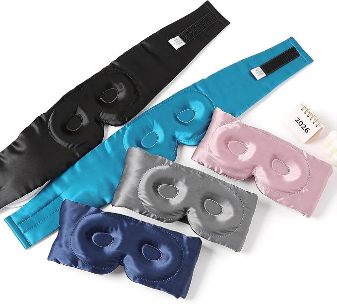 100% Mulberry Silk Sleep Mask for Women & Men – 22 Momme 6A Grade, 3D Contoured Total Blackout Eye Mask for Side Sleepers, Eyelash Extensions, Adjustable Strap, Breathable Blindfold (Dusty Rose)