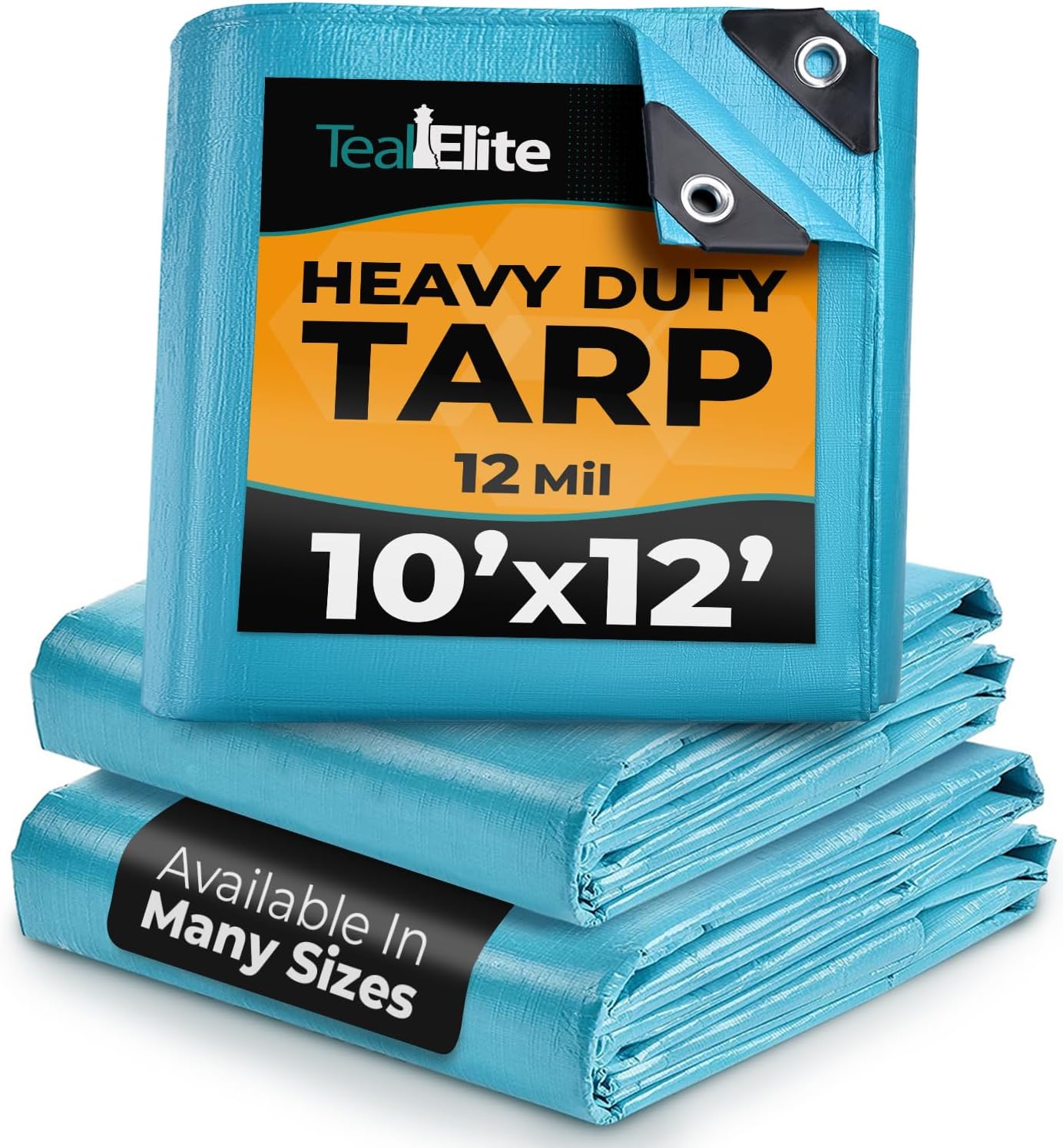 Tarps Heavy Duty Waterproof 10x12-12 mil Thick Camping Tent - Blue Tarp 10x12 UV Resistant, Rip & Tear Proof with Metal Grommets – Multipurpose Use for Camping, Tent, Boat, RV, Car, & Pool Cover