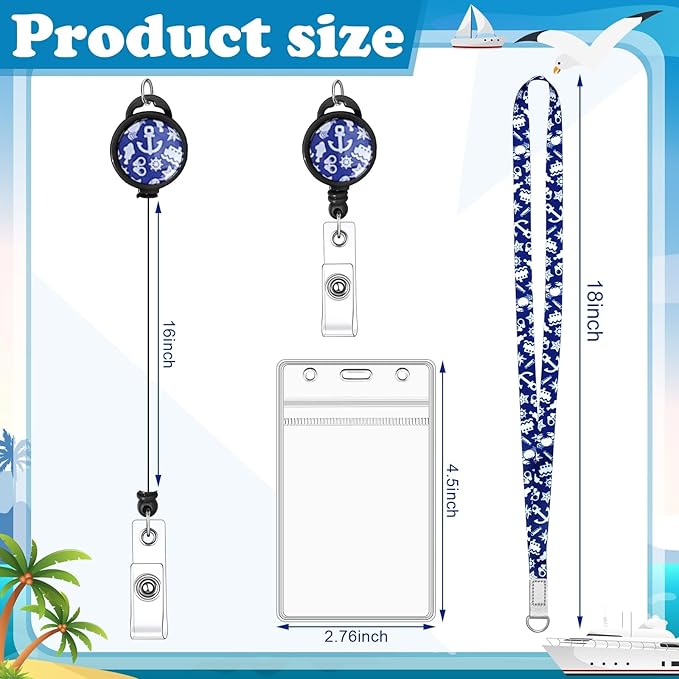 4 Pack Cruise Lanyard for Ship Cards Lanyards with Retractable Badge Reels Waterproof ID Badge Holder, 2026 Cruise Essentials Accessories