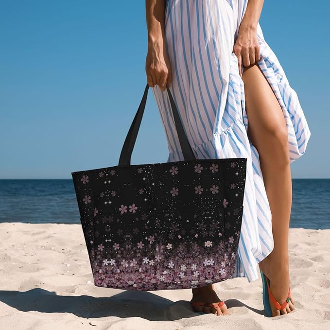 Large Beach Bag for Women Waterproof Foldable Travel Shoulder Tote Bag with Pocket for Weekender Pool Vacation