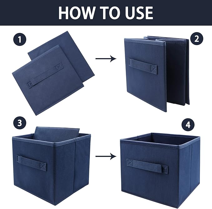 Collapsible Storage Cubes,Cube Storage Organizer 10.5 * 10.5 * 11inch，For home and office Collapsible Closet Shelf Organizers, Drawer Organizers(Blue)