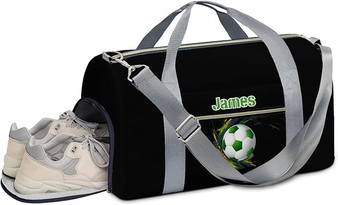 Personalized Tactical Gym Bag For Men，Custom Travel Duffel Bag with Name，Sports Workout Travel Bag with Shoes Compartment-Soccer 2