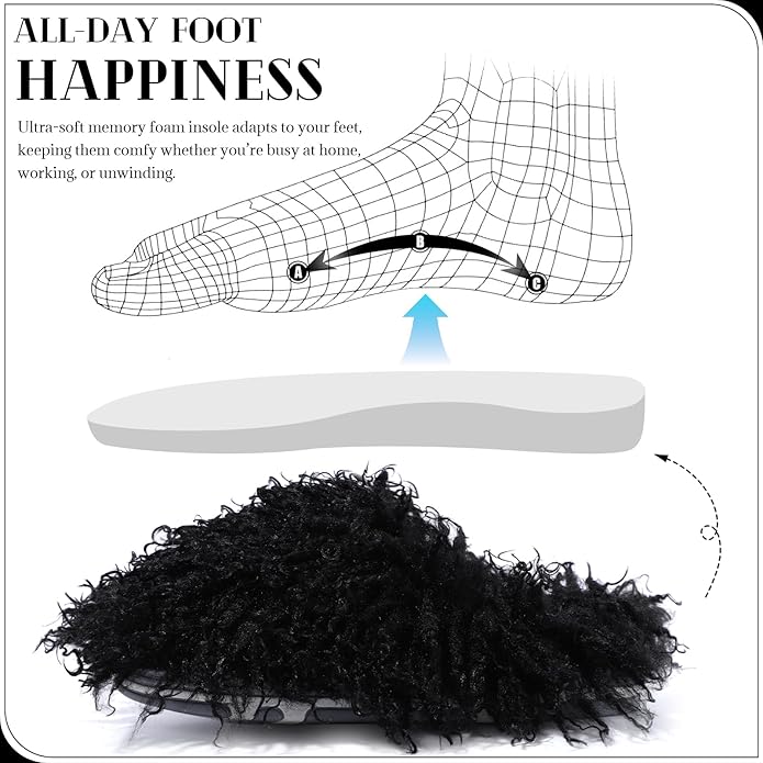 GOKTOW Fluffy Furry Slippers for Women - Non-Slip Warm Fuzzy Fluffy Slides, Indoor Home Quick Trip House Slippers