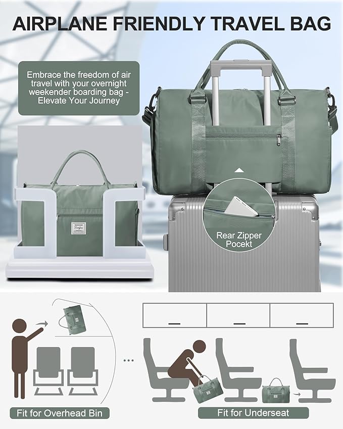 Gym Bag Womens Mens with Shoes Compartment and Wet Pocket Travel Duffel Bag for Women for Plane Sport Gym Tote Bags Swimming Yoga Waterproof Weekend Overnight Carry on Bag Hospital Holdalls