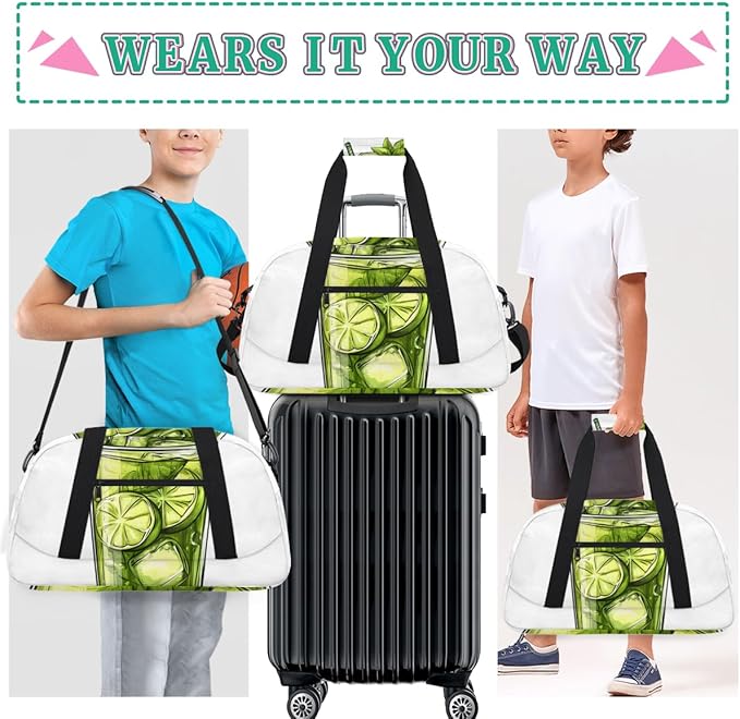 Food And Beverage (2) Kids-Duffel-Bags Gymnastics Dance Bag Carry-On Overnight Travel Gym Lightweight Dance Sports Bags For Girls Boys Kids，