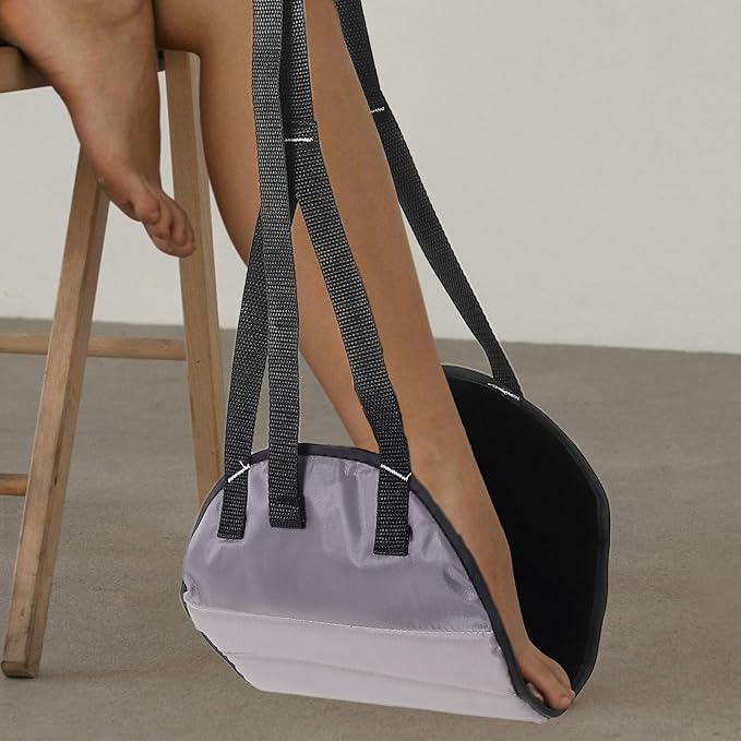 Airplane Foot Hammock Hanging Footrest Sling with Plush Deep Gray Cover Portable Travel Footrest for Office and Flight Comfort