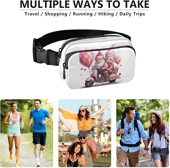 Valentine Gnome Balloons Fanny Pack for Women Men Water Resistant Fashion Waist Packs with Adjustable Strap Belt Bag for Travel Workout Jogging Hiking 21218114