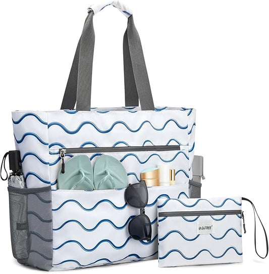 G4Free Beach Bag, Waterproof Sandproof Beach Tote Bag, Large Capacity Foldable for Women